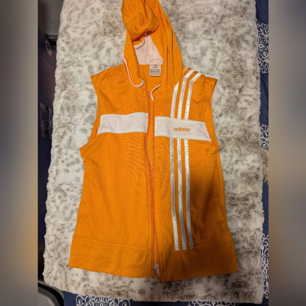 Adidas Orange Sleeveless Zip-Up Track Vest